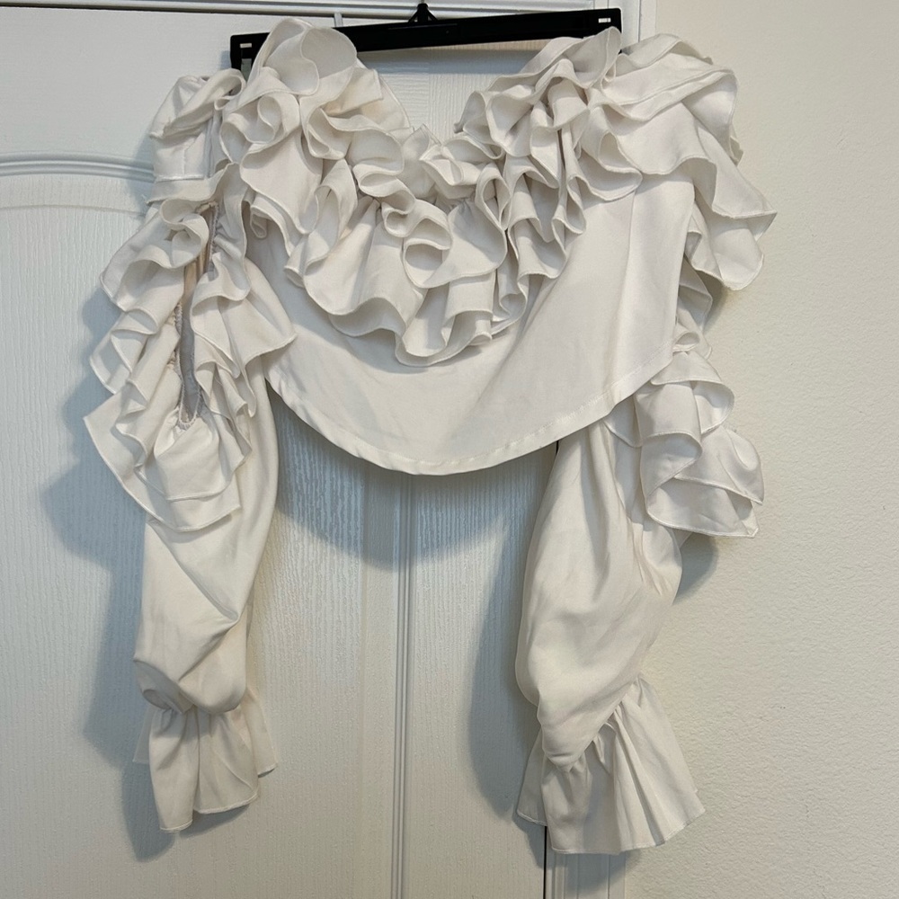 Shein Ruffle Neckline And Sleeve Off Shoulder Stretchy Crop Top Size 3XL